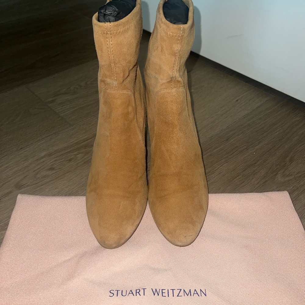 Stuart Weitzman Camel Suede Ankle Booties